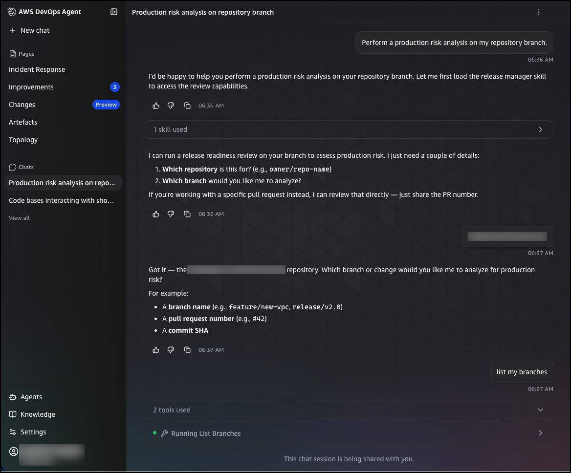 Exemplo de análise de impacto downstream no chat
