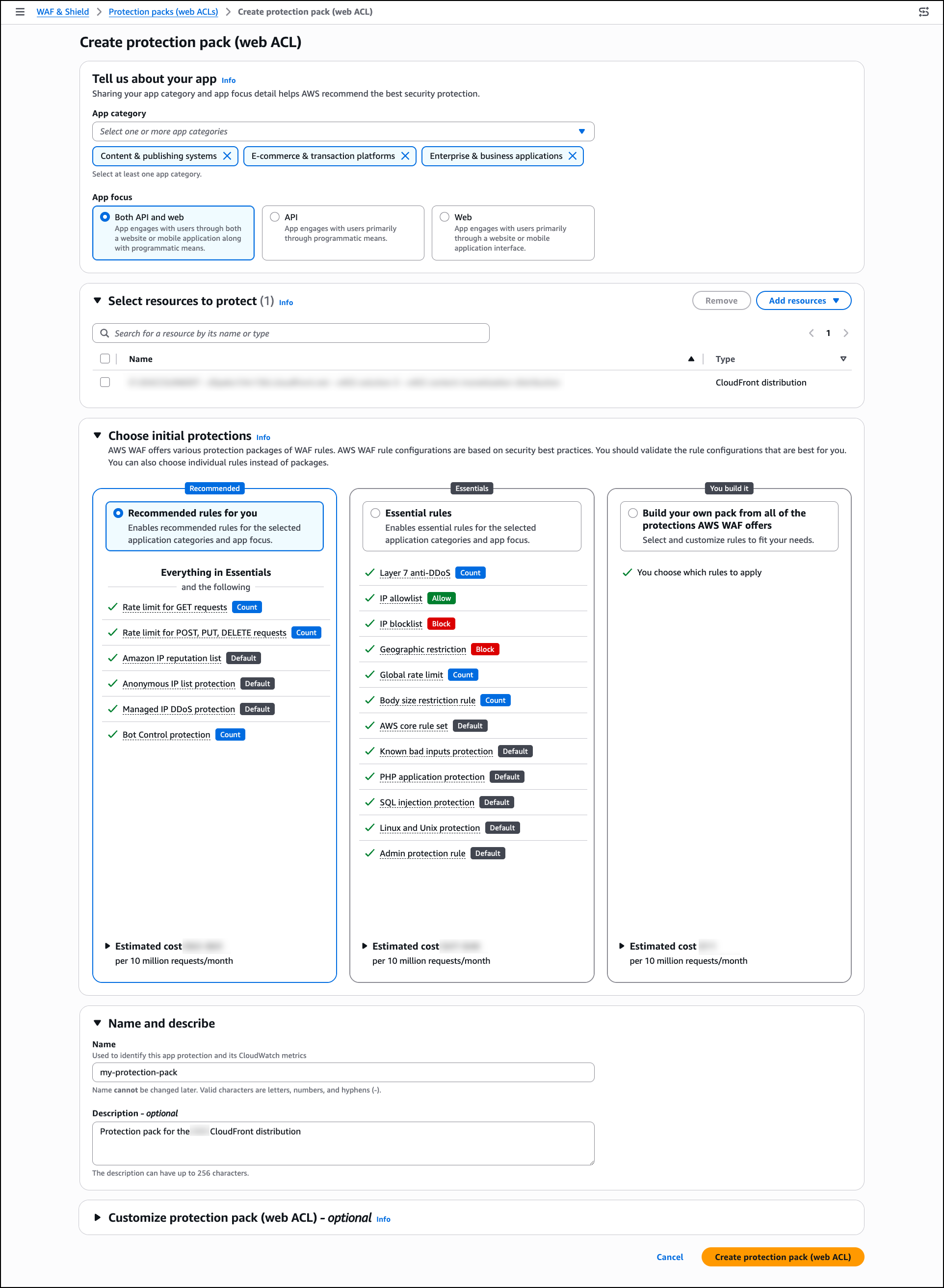 Create protection pack
