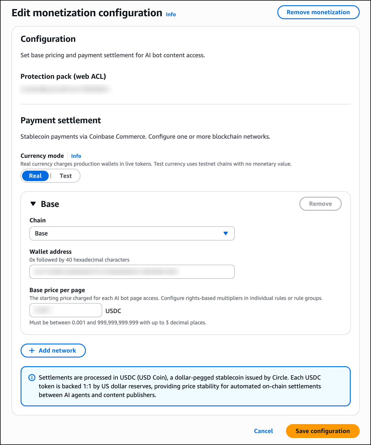 Edit monetization configuration