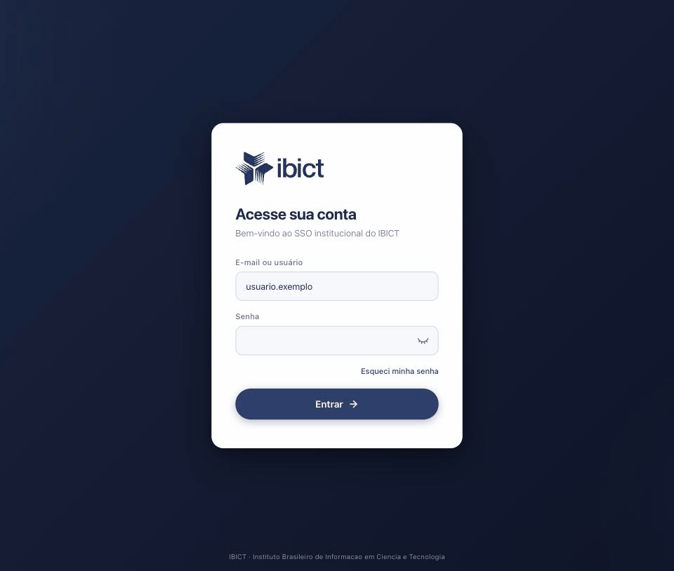 Tela de login do Keycloak com o tema institucional do IBICT
