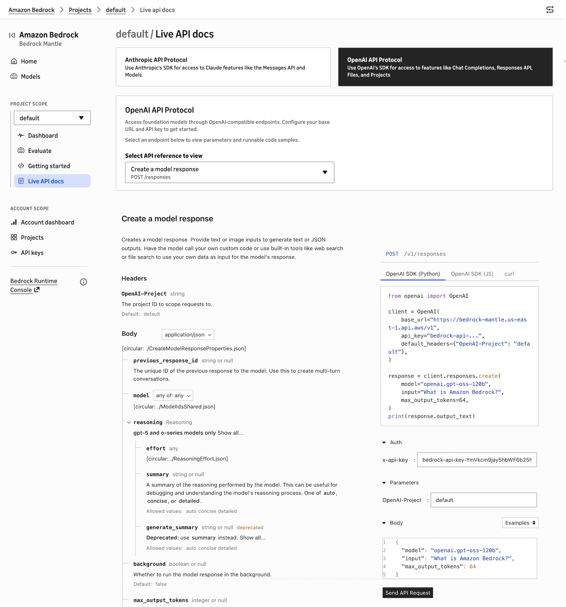 Live API docs