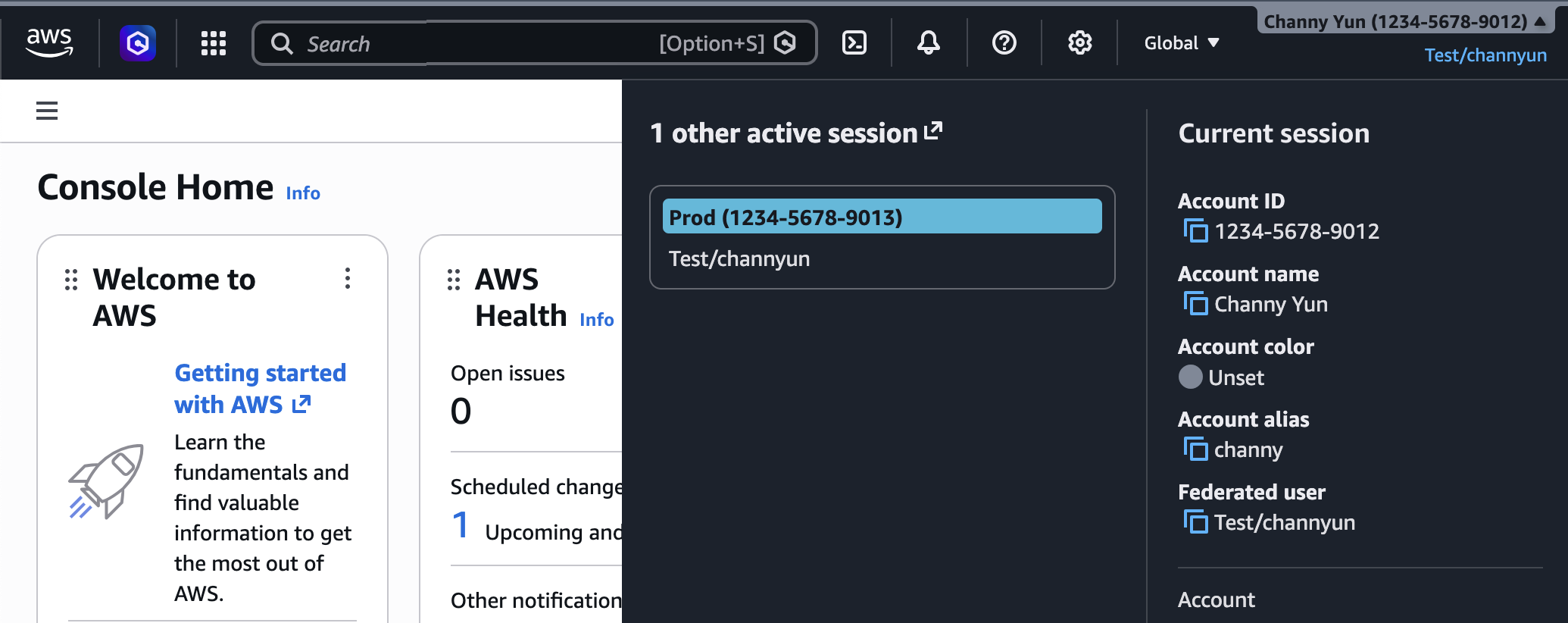 Definição de cor da conta