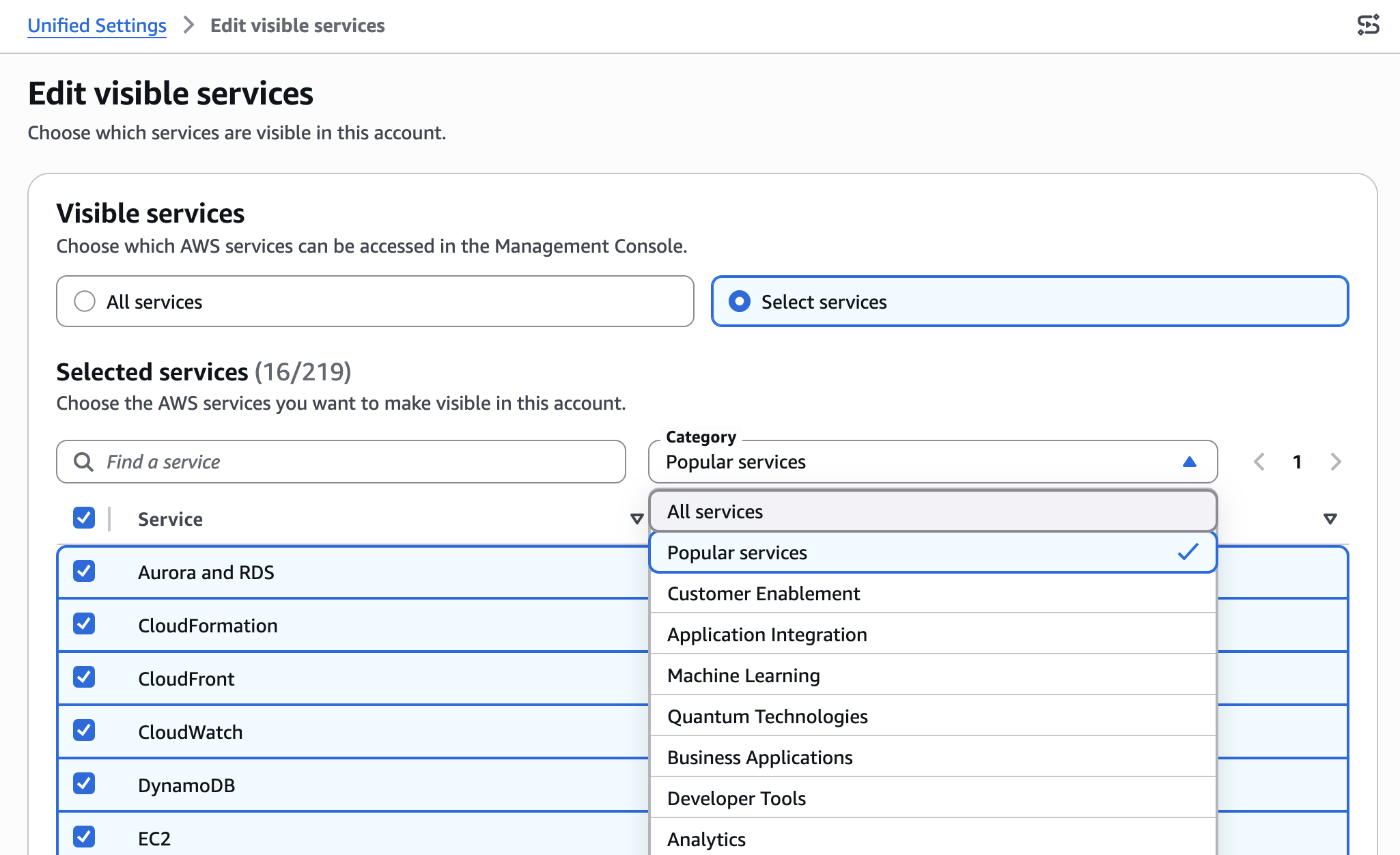 Configuração de serviços