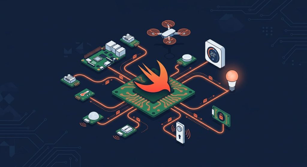 Swift on IoT and Edge devices, an AI generated illustration