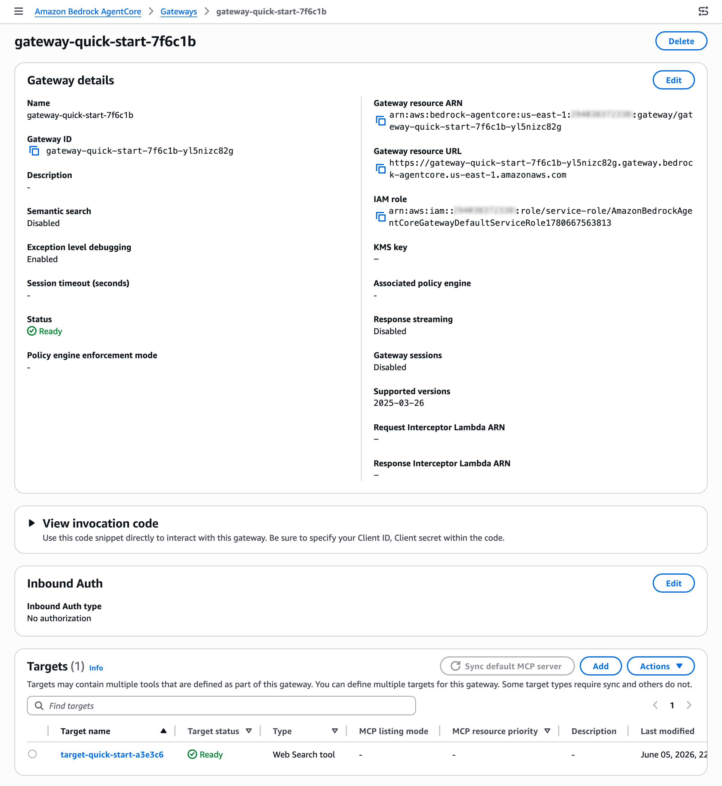 Detalhes do Gateway com Web Search tool