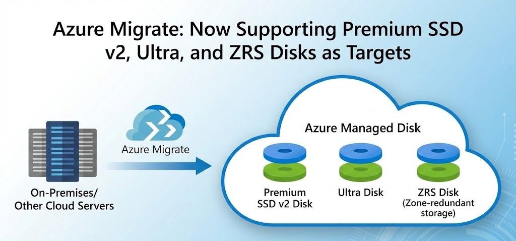 Azure Migrate: Expansão de suporte para Premium SSD v2, Ultra e ZRS