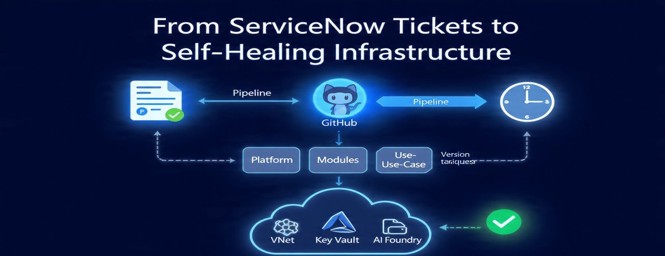 De ServiceNow a infraestrutura auto-reparável: construindo uma plataforma Azure multi-repo