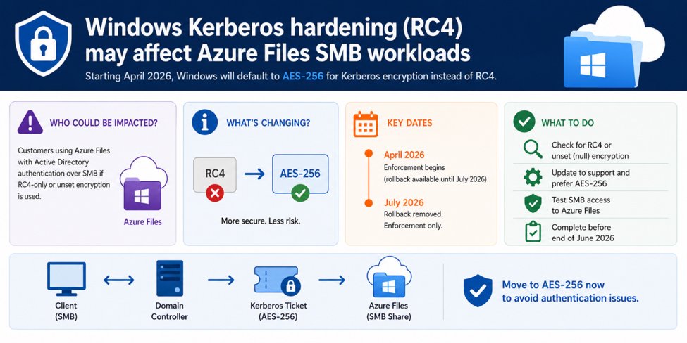 Alerta de Segurança: Hardening do Kerberos RC4 e o impacto no Azure Files com AD DS